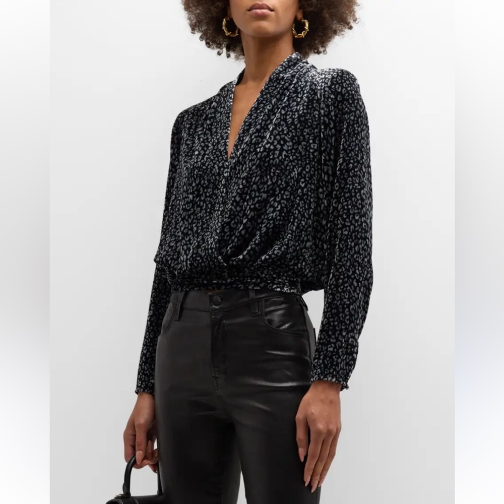 NWT RAMY BROOK Jordyn Leopard Print Velvet Top